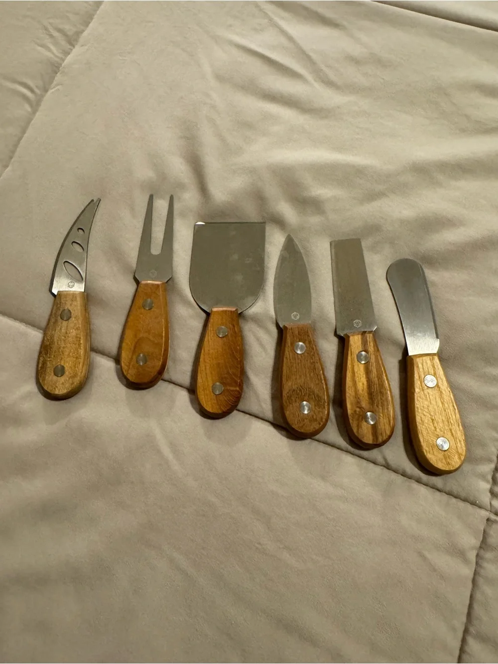 Wood Handle Cheese Knife and Serving Set - Brown
